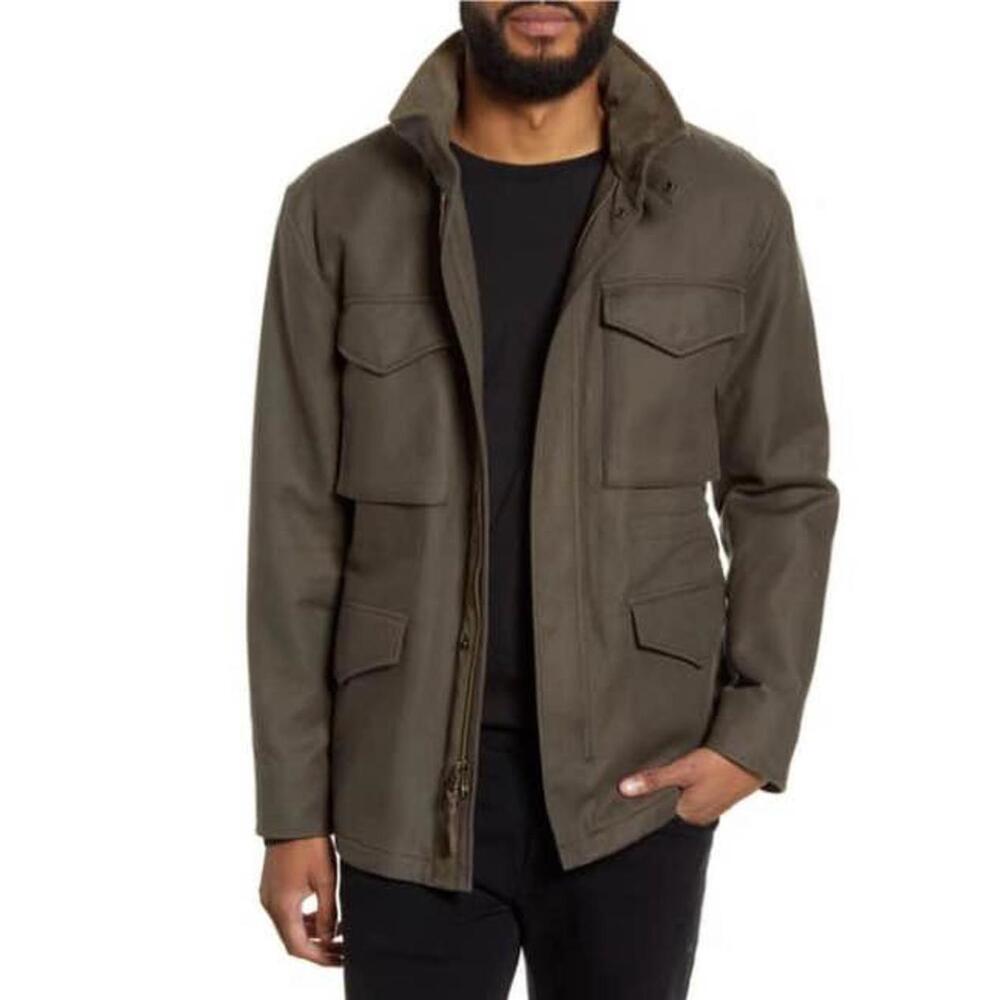 Vince Suede Trim Field Jacket with Hood